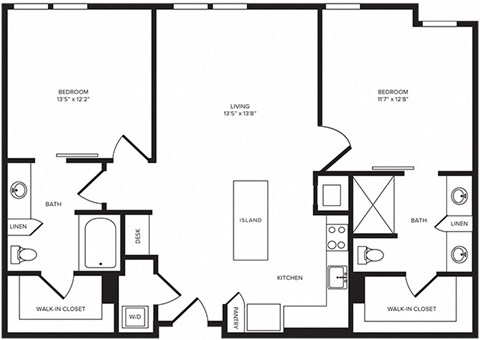 B3(2) floor plan at Windsor Turtle Creek, Dallas, Texas